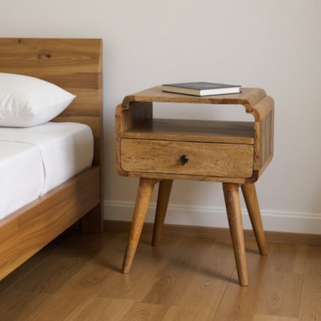 Homeroots 22" Light Brown Solid Wood One Drawer Nightstand 651587