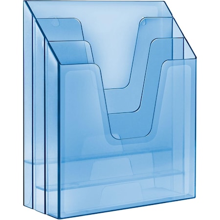 Acrimet Vertical Triple File Folder Holder Organizer, File Sorter (Plastic) (Clear Blue Color) 864.2