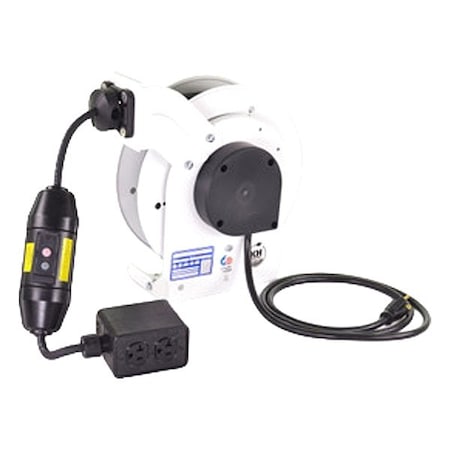 Kh Industries Industrial Cord Reel, 20 A, White, 25 ft RTAG3LW-WDD520-J12F
