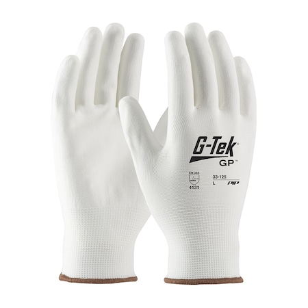 G-Tek Seamless Knit Nylon Blend Glove w/Polyurethane Coated Flat Grip on Palm&Fingers, Touchscreen, 12PK 33-125/M