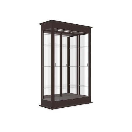 Ghent Varsity Wood Display Case, Lighted, Modern Cherry Oak, Mirror Back, 77''H x 48''W x 18''D 691K-MB-M