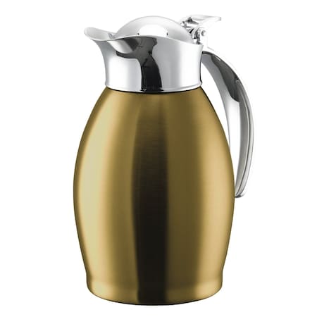 Service Ideas Nicollet Series 0.6-Liter Stainless Vacuum Insulated Carafe with Flip-Top Lid in Vintage Gold NIC06BSVG