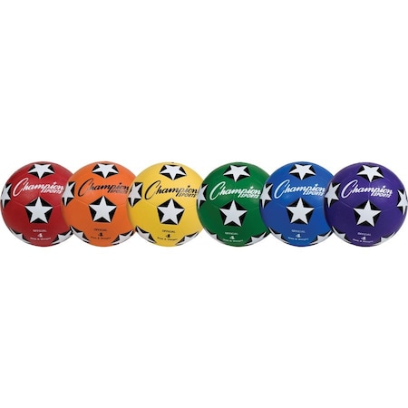 Champion Sports Rubber Cover Soccer Ball, Size 4, PK6 SRB4SET