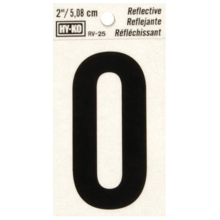 Hy-Ko Reflective Letter, Character: O, 2 in H Character, Black Character, Silver Background, Vinyl RV-25/O