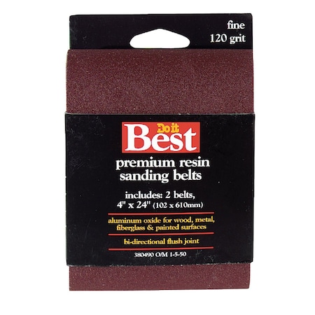 Do It Best 4''x24'' 120 Grit Hvy Dty Sanding Belt, 2PK 380490GA