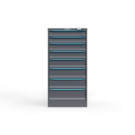 Strong Hold 8 drawer cabinet - (2x 4ft, 2x 5ft, 1x 6ft, 2x 7ft, 1x 8ft) - Blue accents - Electronic Lock S3060-PPRAS-0801FS