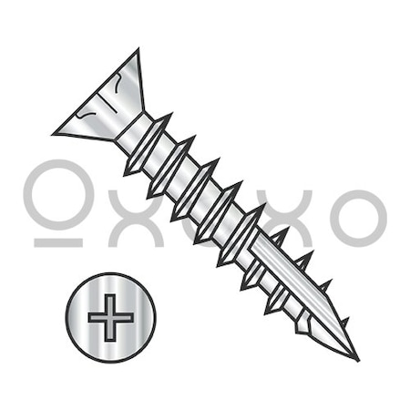 Oxoxo 6-13X1/2 Phillips Flat Head w/Nibs Deep Thrd Wood Screw Type17 Full Thrd Stainless Steel, 5000PK 631236