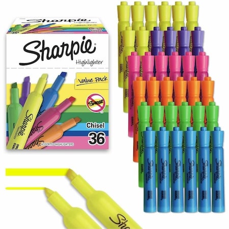 Sharpie TANK STYLE HIGHLIGHTERS, CHISEL TIP, ASSORTED COLORS, 36PK 2133496