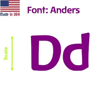 Aacc Self-Adhesive Vinyl Letter: D, Scale: 45 cm. Color: Purple Font: Anders by, 12PK AACC-Anders-UD-Purple-M45x12