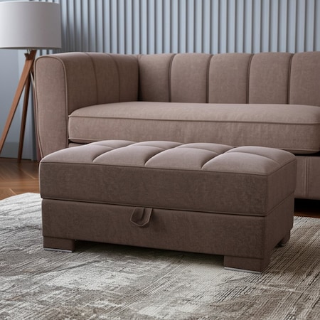 Homeroots 52" Brown Tufted Microfiber Storage Ottoman 608909