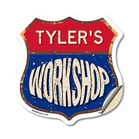 Signmission Tyler's Workshop, 18 Inch X 18 Inch, Vinyl Decal SHI-D-18-489-TYLER