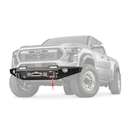 Warn One Piece Design Winch Mount Bumper with Shackle Tabs and Light Cutouts Black Steel 111169