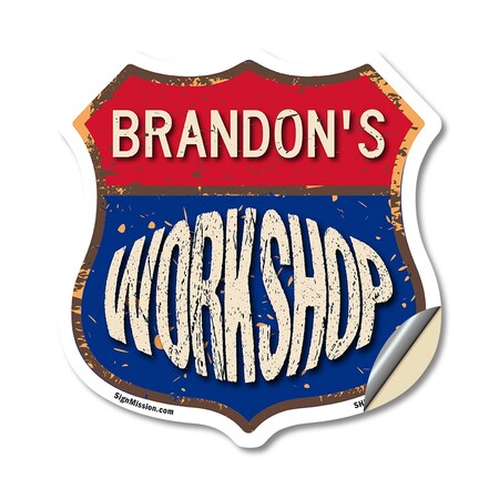 Signmission Brandon's Workshop, 12 Inch X 12 Inch, Vinyl Decal SHI-D-12-489-BRANDON
