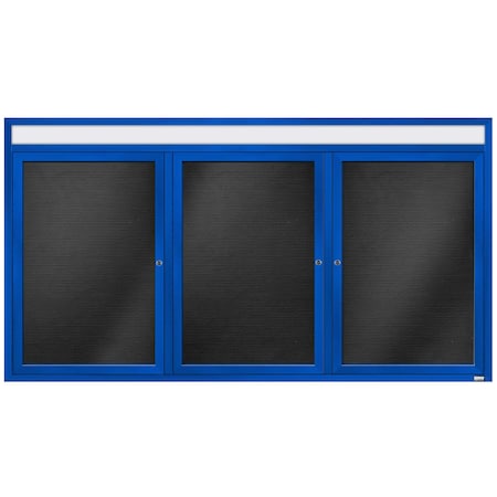 Aarco Enclosed Letter Board Directory w/ Powder Coated Blue Aluminum Frame and Header, 36''Hx72''W, 3 Doors ADC3672-3HB