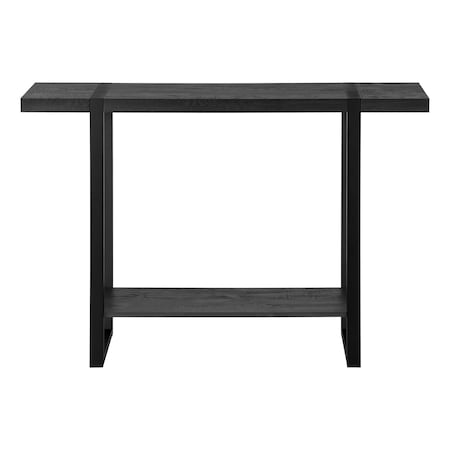 Homeroots 47" Black Wood and Metal Distressed Sled Console Table With Shelf 489742