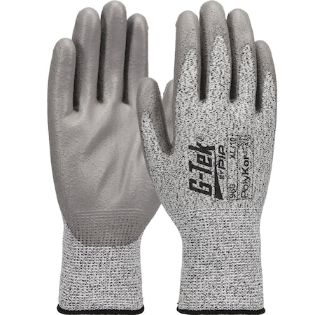 G-Tek Seamless Knit A3 PolyKor Blended Glove with Polyurethane Coated Flat Grip on Palm & Fingers, 12PK 113094