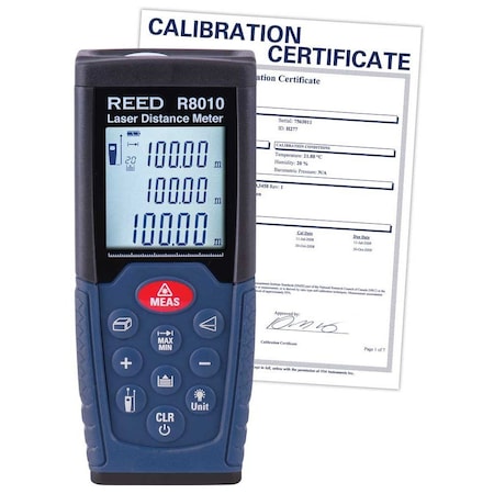 Reed Instruments Laser Distance Meter, Red, LCD R8010-NIST