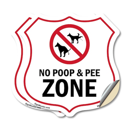 Signmission Dog Poop Shield Sign No Poop & Pee Zone, 18 inch X 18 inch, Vinyl Decal, 2PK SHI-D-2PACK-18-375