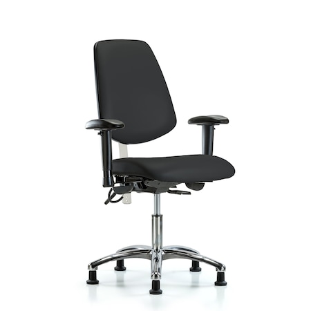 Blue Ridge Ergonomics Vin Desk Chair, Med, Bk, Blk, CL100/ESD, Adjustable Arms, 18" to 23" Height, Black BR-NECR-VDHCH-MB-CR-T0-A1-EG-ESDBLK
