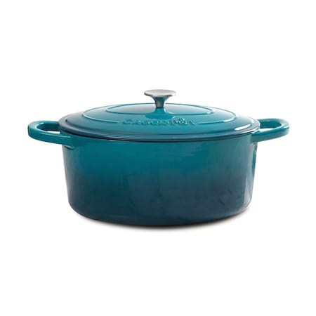 Crock-Pot Crock Pot Artisan 5 Quart Round Enameled Cast Iron Dutch Oven in Teal Ombre 109470.02