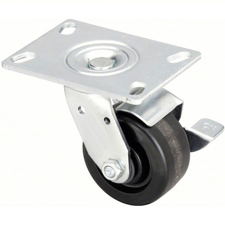 Zoro Select Plate Caster, 800 lb. Load, Black Wheel P21S-PH040R-16-WB-DL