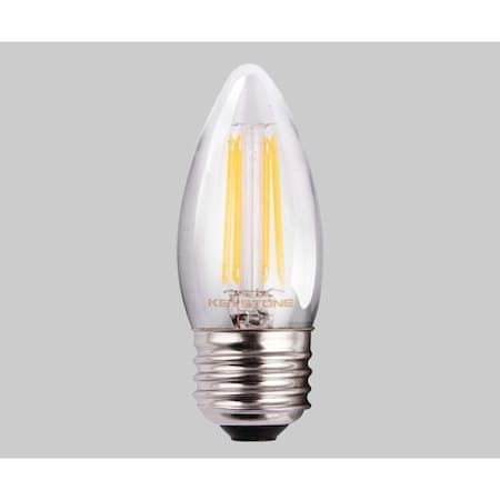 Keystone Straight Tip Chandelier Filament bulb, 60W Equivalent, B11 shape, E26 Medium base, 3000K, 90 CRI, Cl KT-LED5.5FB11-E26-930-C