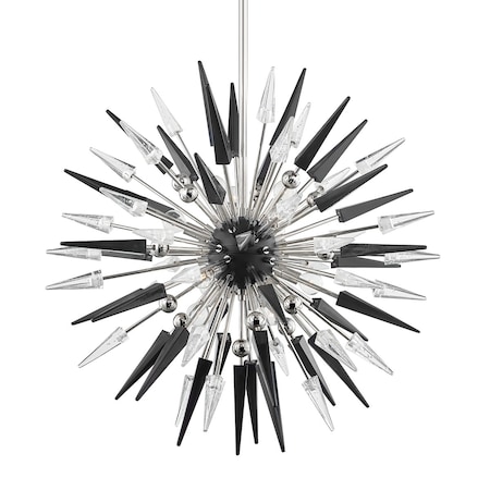 Hudson Valley Lighting Sparta 12 Light Chandelier 32 In. Polished Nickel/Black 9031-PN