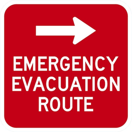 Lyle Emergency Evacuation Route With Right Arrow, 12x12, Diamond Grade, Red G-2186-DG_12x12