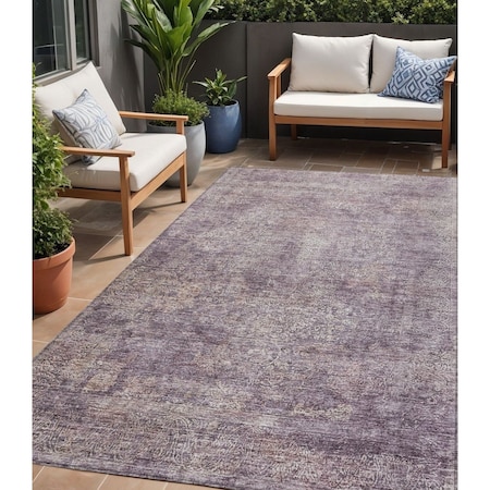 Homeroots 5' X 8' Plum And Lavender Floral Washable Indoor Outdoor Area Rug 605748