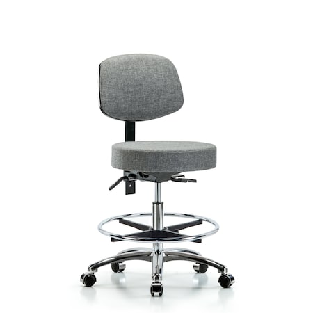 Blue Ridge Ergonomics Bench Stool, Med, Fab, Bk Chrm, CF, CastGry BR-FMBST-CR-T0-CF-CC-F44