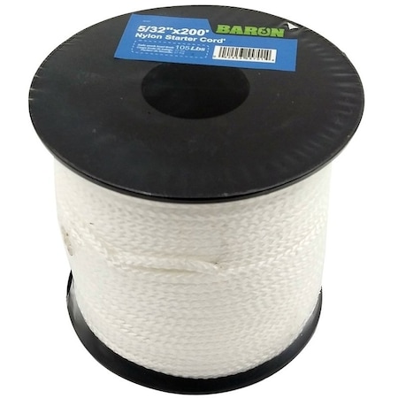 Baron Cord, 5/32 in Dia, 200 ft L, No 5, 105 lb Working Load, Nylon/Poly, White 55701