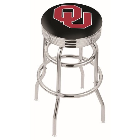 Holland Bar Stool Co 25" Chrome 2-Ring Oklahoma Swivel Bar Stool, Accent Ring L7C3C25Oklhma