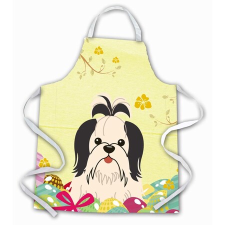 Carolines Treasures Easter Eggs Shih Tzu Black & White Apron BB6088APRON