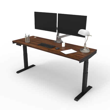 We'Re It Electric Sit Stand Desk, 46.25 H, 24 W X Laminate wood, metal, Black, Walnut Block VL23BLK7224-WNB