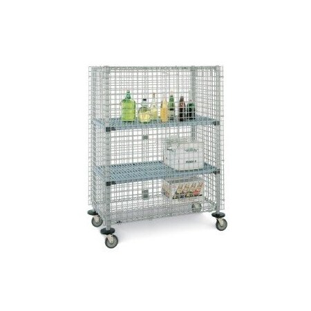 Metro Antimicrobial Wire Security Cart with Adjustable Shelves, 900 lb Capacity, 28 in W x 53 in L x MQSEC55DE