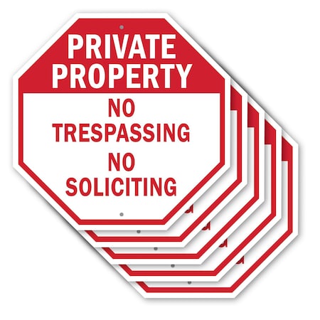 Signmission Private Property No Trespassing No, 10 inch X 10 inch, Aluminum Metal Signs, 5PK OC-A-5Pack-10-140