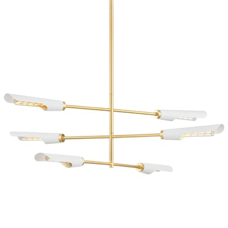 Mitzi The Lifestyled Co X Harperrose 6 Light Chandelier 5.5 In. Aged Brass/Soft White H828806-AGB/SWH