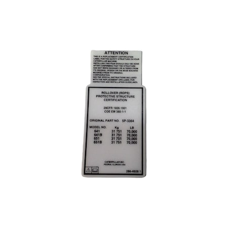 Caterpillar PLATE ROPS, CATERPILLAR OEM 5P3364 5P3364