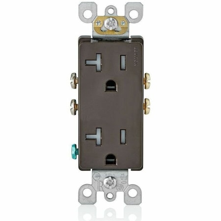 Leviton Straight Blade Receptacle, 5-20R, 20 A, 125V AC, 2 Pole, 3 Wire, Flush Mount, Self-Grounded T5825