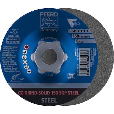 Pferd 6'' CC-GRIND-SOLID - 5/8-11 Thread - SGP STEEL VICTOGRAIN 61173