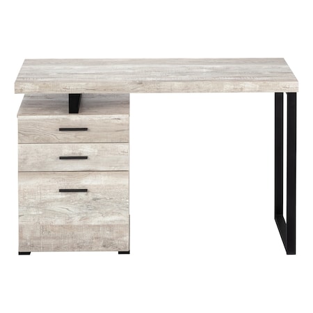 Homeroots 47" Taupe and Black Computer Desk With Three Drawers 333511