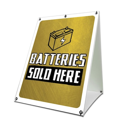 Signmission Batteries Sold Here, 24 Inch x 18 Inch A-frame Yard Sign, Coroplast Yard Sign SBC-1824-30346