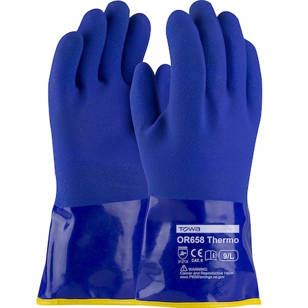 Towa Cold Resistant PVC Glove w/Detachable Acrylic Liner and Sandy Coating, Insulated&Waterproof, 12PK 58-8658DL/XXL