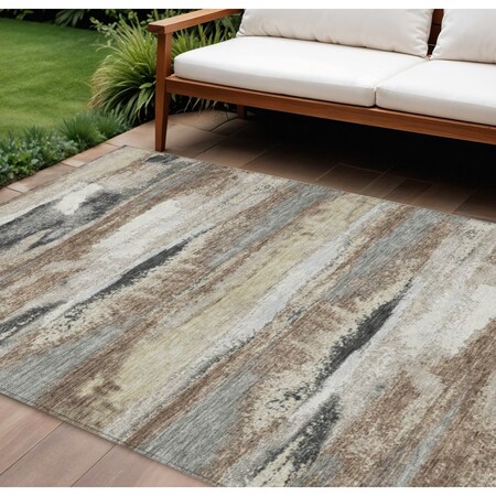 Homeroots 8' X 10' Taupe Beige And Ivory Abstract Washable Indoor Outdoor Area Rug 612554