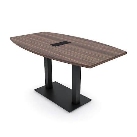Skutchi Designs Boat Conference Table With Power Unit, 36 in W, 72 in L, Brown HAR-BOT-36x72-DOU.BK-H3041-EBLK