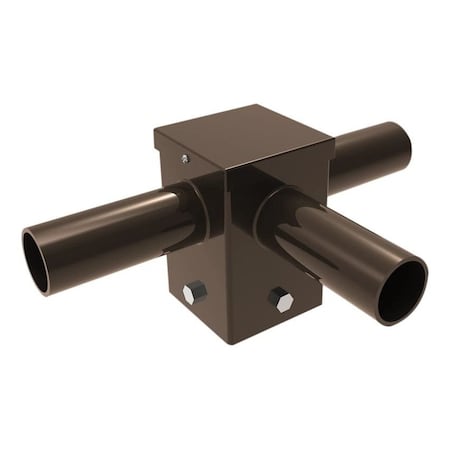 Keystone Pole Mount Triple 2 3/8" Tenon, Top Mount Horizontal 90 Deg for 4" Square Pole, Bronze KT-PMTT-4SQ-T90
