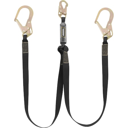 Ironwear 6 ft Double Leg Energy Absorbing Lanyard w/ Snap & Rebar Hooks 2330