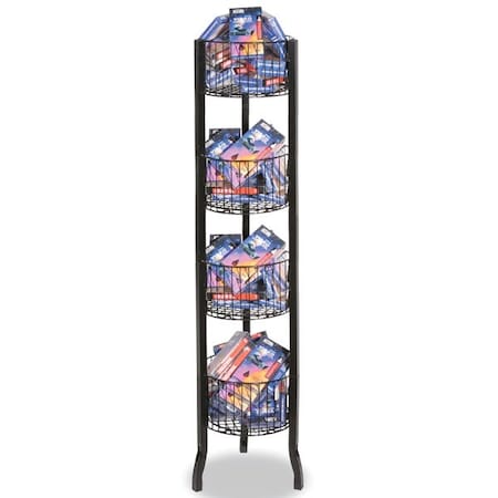 Specialty Store Services Black 4 Tier Round Wire Bin Dump Display With 12 Inch Diameter Bins 4096BK