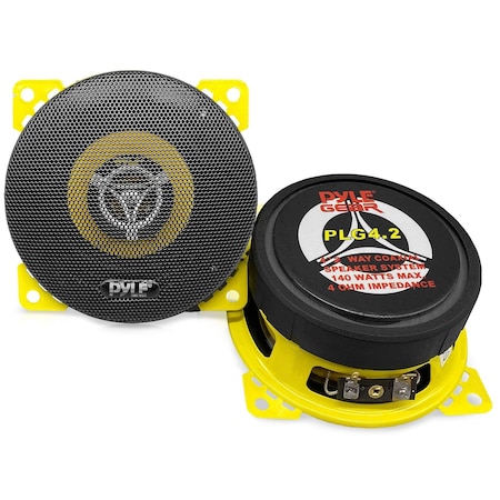 Pyle Pyle Car Two Way Speaker System, 4 in 140W, 4 Ohm, Coaxial Speakers, Mount Depth, Yellow PLG4.2
