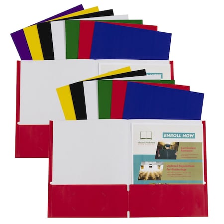 C-Line Products Two-Pocket Paper Portfolios Without Prongs, Assorted, 15PK 05300